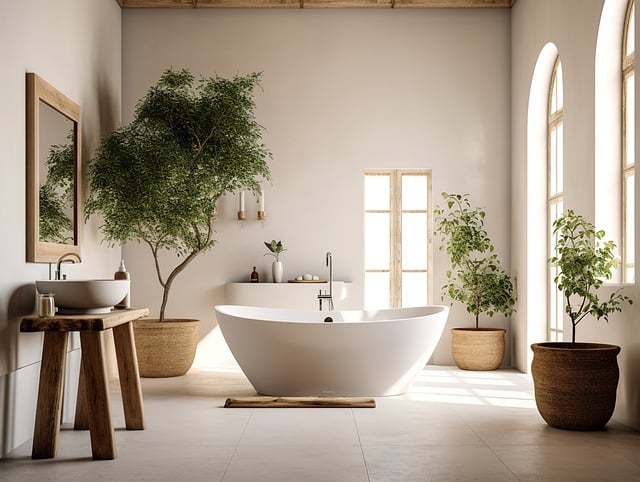 Bathroom tile flooring with bath tub | Battle Creek Tile & Mosaic